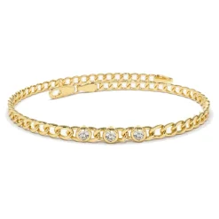 Link Bracelet with Bezel Set Diamonds