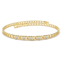 Link Bracelet with Bezel Set Diamonds