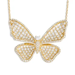 Long Winged Diamond Butterfly Necklace