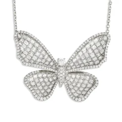 Long Winged Diamond Butterfly Necklace