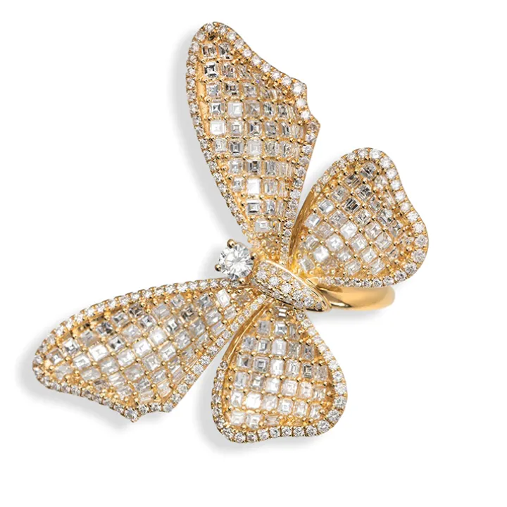 Long Winged Diamond Butterfly Ring