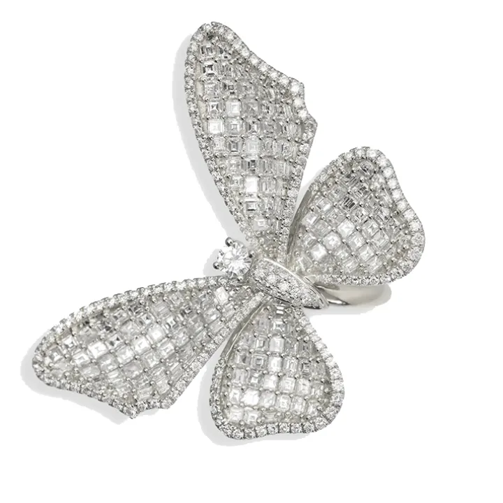 Long Winged Diamond Butterfly Ring