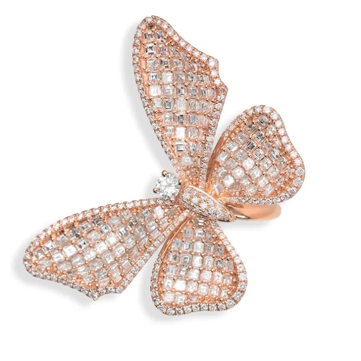 Long Winged Diamond Butterfly Ring