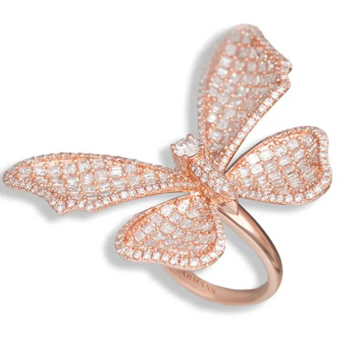 Long Winged Diamond Butterfly Ring