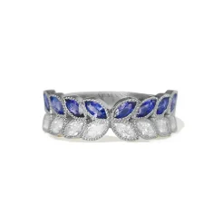 Marquise Diamond and Blue Sapphire Butterfly Band