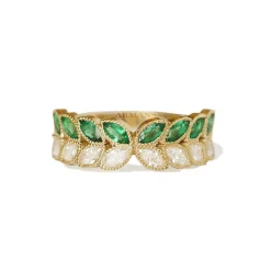 Marquise Diamond and Green Emerald Butterfly Band
