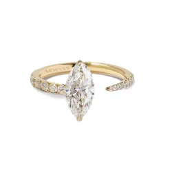 Marquise Split Engagement Ring with Diamond Band