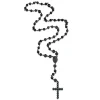 Men's Black Onyx Diamond Rosary Necklace