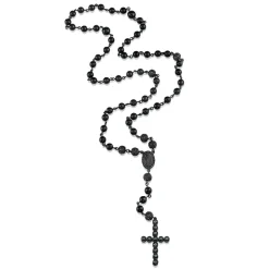 Men's Black Onyx Diamond Rosary Necklace