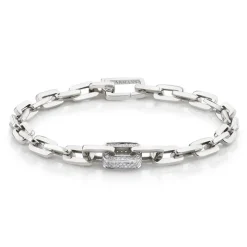Men's Chain Link Bracelet with Pavé Diamonds