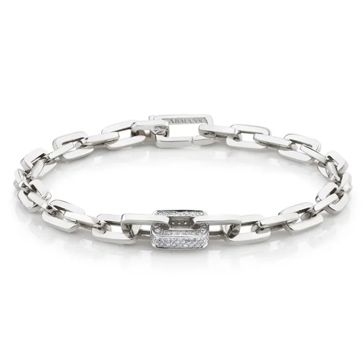 Men's Chain Link Bracelet with Pavé Diamonds