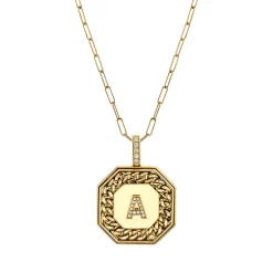 Men's Diamond Initial Nameplate Necklace