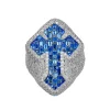 Men's Iced Out Blue Sapphire Cross Ring