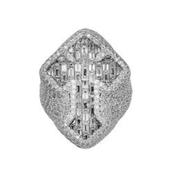 Men's Iced Out Diamond Cross Ring
