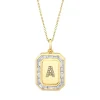 Men's Pavé Initial Nameplate Necklace with Baguette Diamonds
