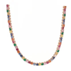 Men's Rainbow Sapphire Tennis Necklace