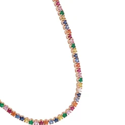 Men's Rainbow Sapphire Tennis Necklace