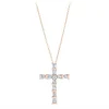 Mini Baguette Diamond Cross Necklace