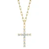 Mini Baguette Diamond Cross with Paperclip Chain