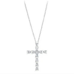 Mini Baguette Diamond Cross Necklace