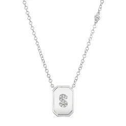 Mini Diamond Initial Nameplate Necklace