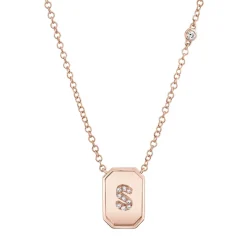 Mini Diamond Initial Nameplate Necklace