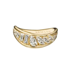 Mixed Diamond Crescent Ring