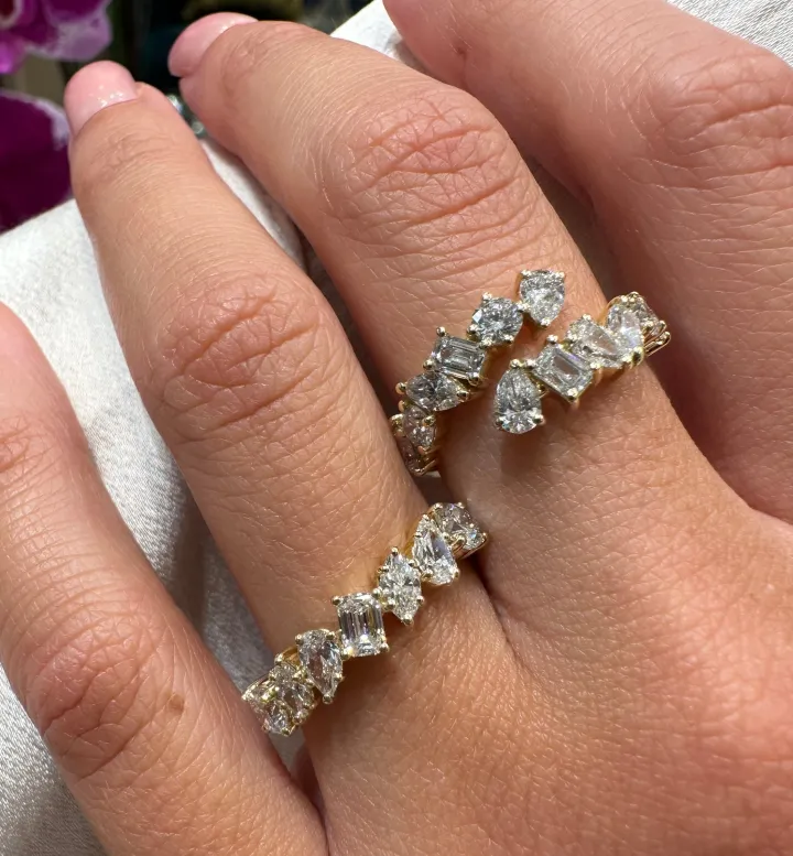 Mixed Diamond Wrap Ring