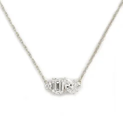 Mixed Shape Diamond and Sapphire Cluster Necklace