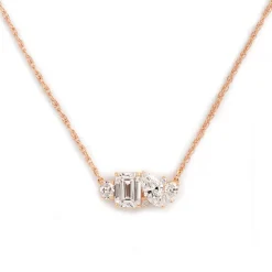 Mixed Shape Diamond and Sapphire Cluster Necklace