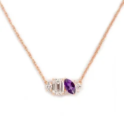 Mixed Shape Diamond and Sapphire Cluster Necklace