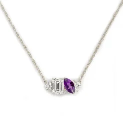 Mixed Shape Diamond and Sapphire Cluster Necklace
