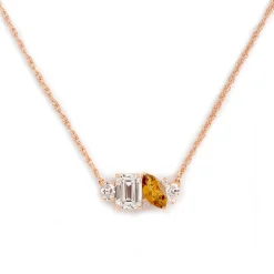 Mixed Shape Diamond and Sapphire Cluster Necklace
