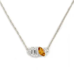 Mixed Shape Diamond and Sapphire Cluster Necklace