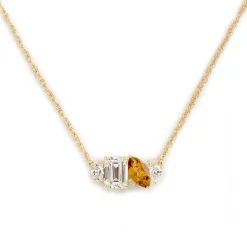 Mixed Shape Diamond and Sapphire Cluster Necklace