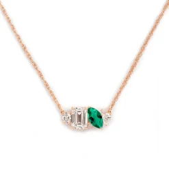 Mixed Shape Diamond and Sapphire Cluster Necklace
