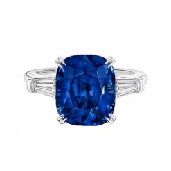 Monterey Blue Sapphire Trilogy Engagement Ring