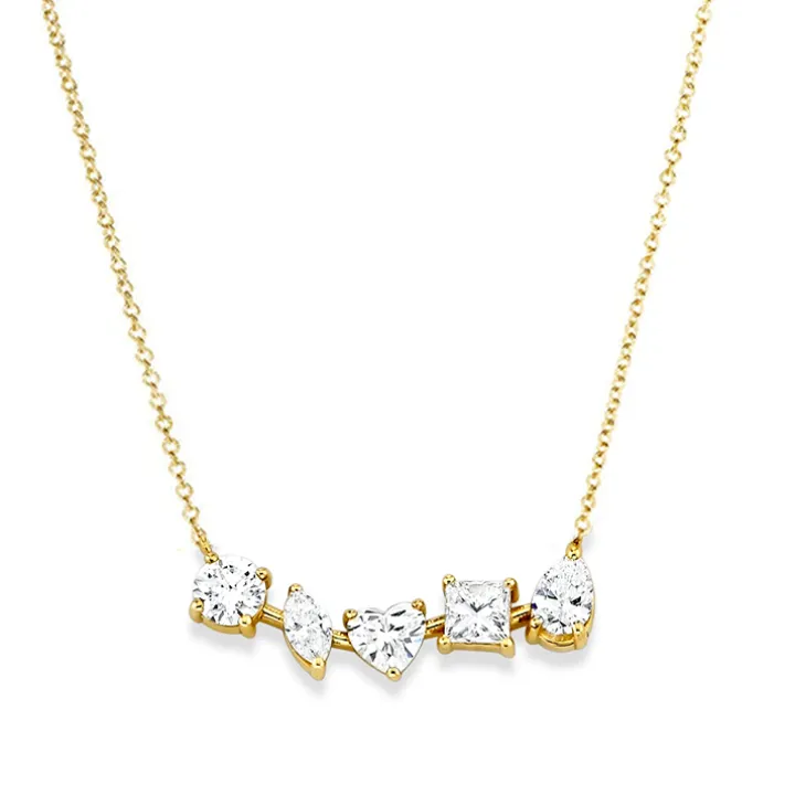 Multi Diamond Bar Necklace