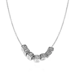 Multi Diamond Initial Block Charm Necklace
