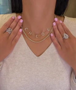 Multi Diamond Initial Necklace