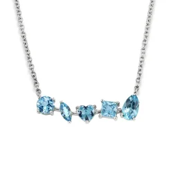 Multi-Shaped Aquamarine Bar Necklace