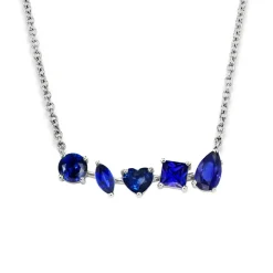 Multi-Shaped Blue Sapphire Bar Necklace