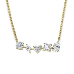Multi-Shaped Diamond Bar Necklace