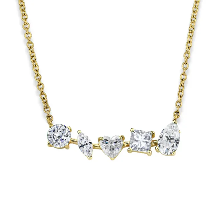 Multi-Shaped Diamond Bar Necklace