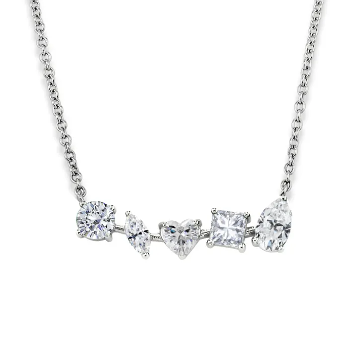 Multi-Shaped Diamond Bar Necklace