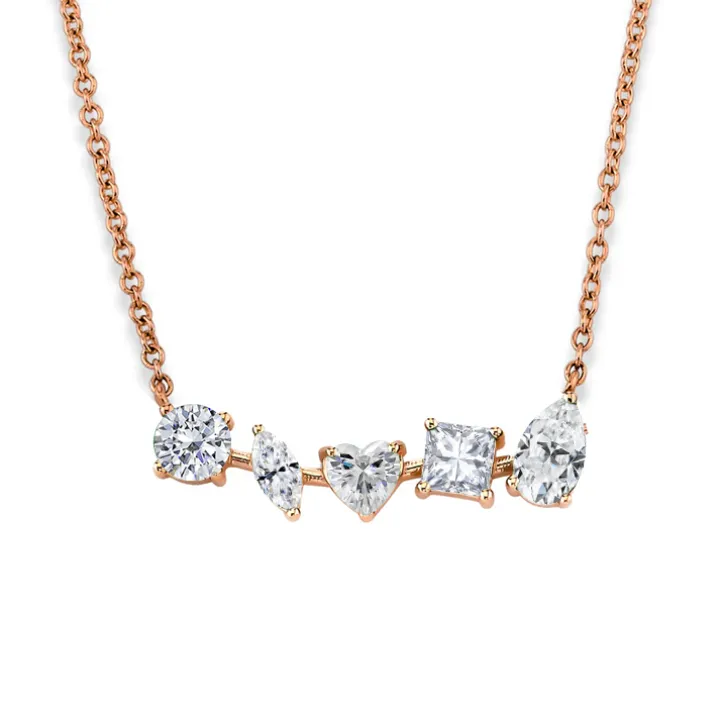 Multi-Shaped Diamond Bar Necklace