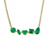 Multi-Shaped Emerald Bar Necklace