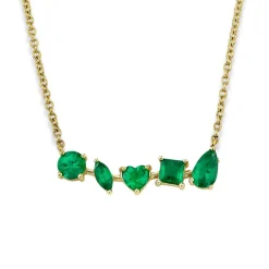 Multi-Shaped Emerald Bar Necklace