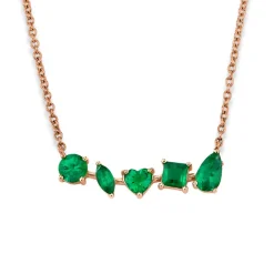 Multi-Shaped Emerald Bar Necklace