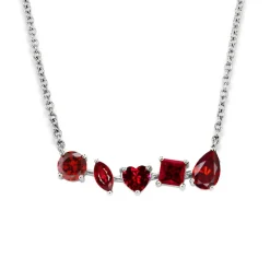 Multi-Shaped Ruby Bar Necklace